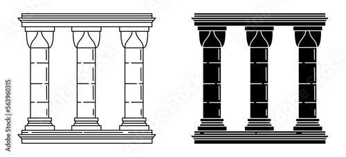 ruin temple outline and glyph icon