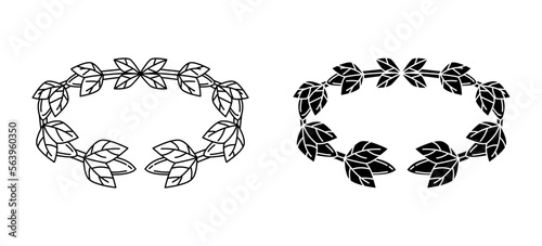Caesar crown laurel wreath outline and glyph icon