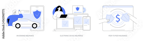 Insurance policy abstract concept vector illustrations.