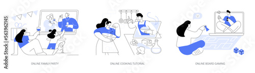 Quarantine leisure time abstract concept vector illustrations.