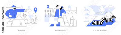 Changing habitation abstract concept vector illustrations.