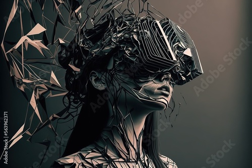 3D Art - Woman in VR abstract illustration