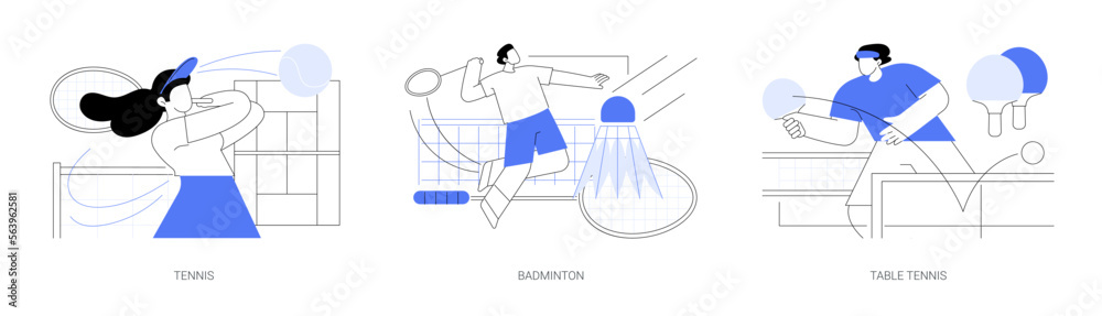 Racket sport abstract concept vector illustrations. - obrazy, fototapety, plakaty 