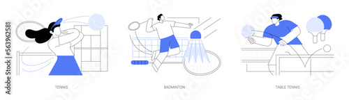Racket sport abstract concept vector illustrations.