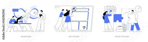 IT teamwork abstract concept vector illustrations.