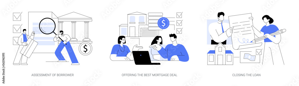 Mortgage broker services abstract concept vector illustrations. - obrazy, fototapety, plakaty 