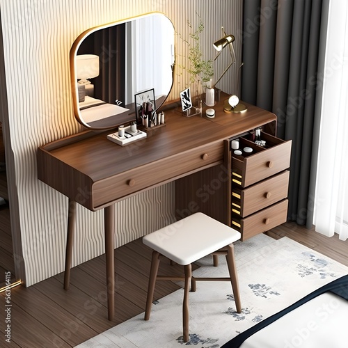 Detail of Stylish room interior modern vanity generative ai with dressing table 