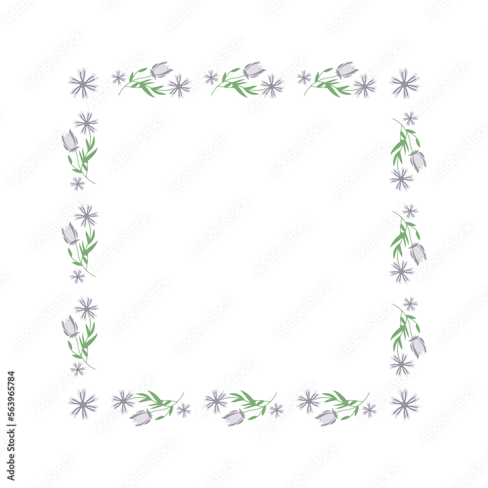 Floral square frame. Flower geometric spring decorative border for photo or for text. Decorative element for Easter postcard or folk wedding invitation. Mother's day, Women's day festive natural frame Floral square frame. Flower geometric spring decorative border for photo or for text. Decorative element for Easter postcard or folk wedding invitation. Mother's day, Women's day festive natural frame