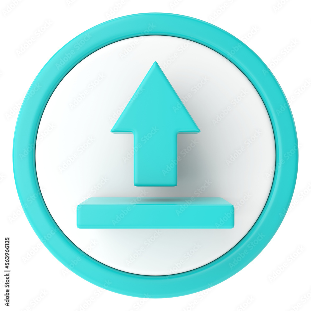 Upload button. Upload icon. 3D illustration. Upload button. Upload icon. 3D illustration.