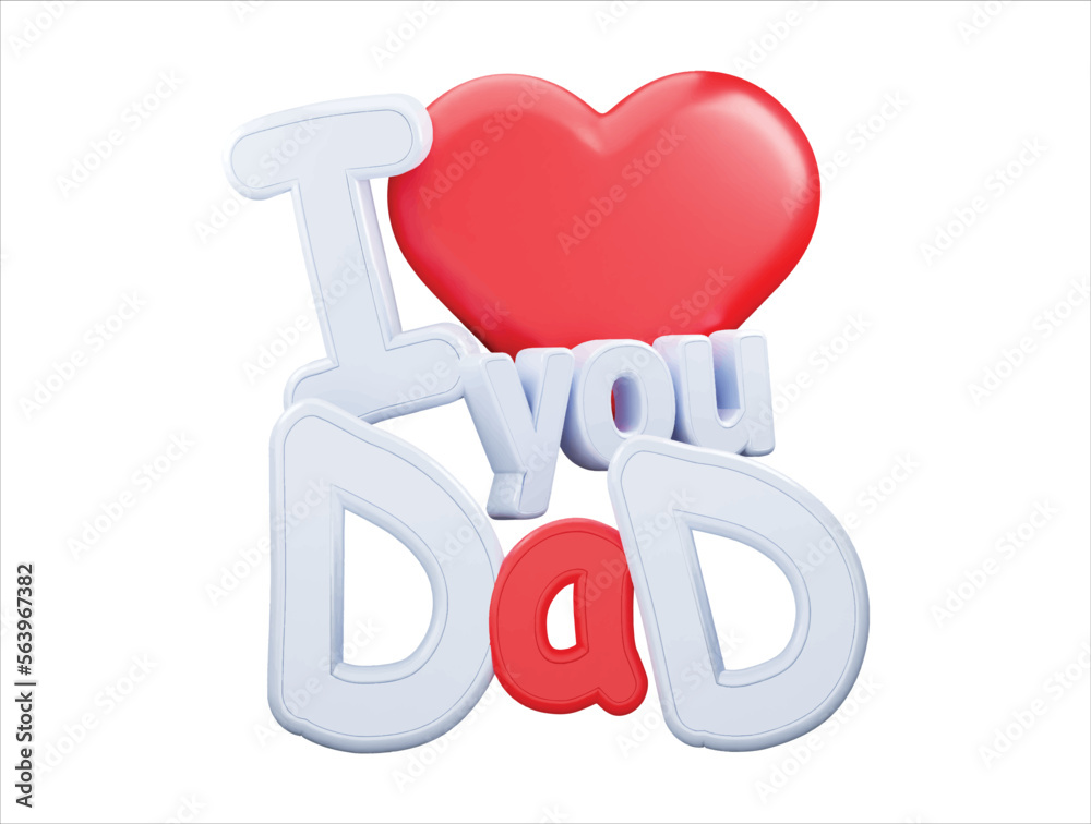 Fathers day special 3d hart and text vector icon illustration Fathers day special 3d hart and text vector icon illustration