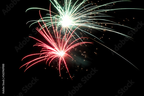 Real fireworks photography and abstract colorful fireworks background