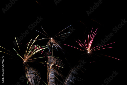 Real fireworks photography and abstract colorful fireworks background