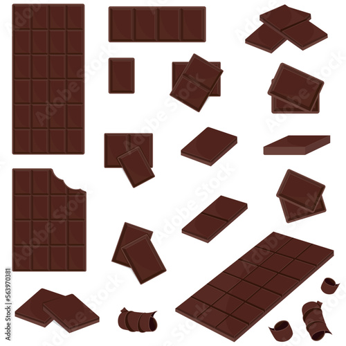 Large chocolate bar without packaging, color isolated vector illustration in cartoon style