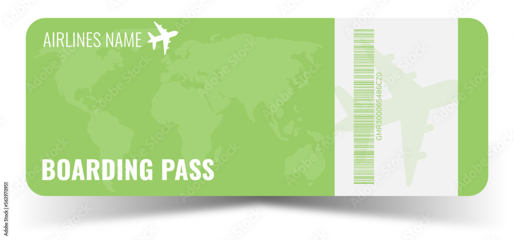 boarding pass. blank ticket template with plane. Concert ticket, lottery coupons. Vector coupon	
