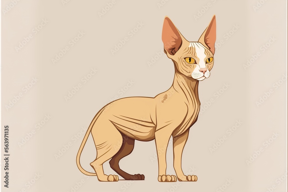 sphinx cat flat illustration created with Generative AI technology