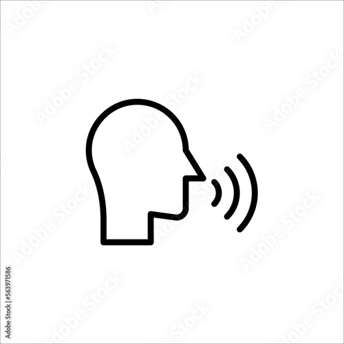 Voice control icon. Speak or talk recognition icon, sound commander or speech dictator head, vector illustration on white background