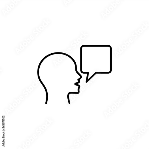 Voice control icon. Speak or talk recognition icon, sound commander or speech dictator head, vector illustration on white background