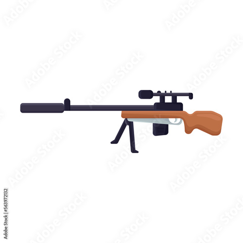 Military sniper rifle with scope weapon illustration. Army weapon isolated on white background. War, battle concept