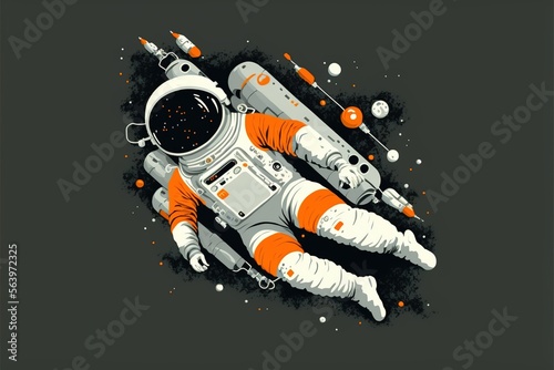 Astronaut in spacesuit flat illustration Generative AI