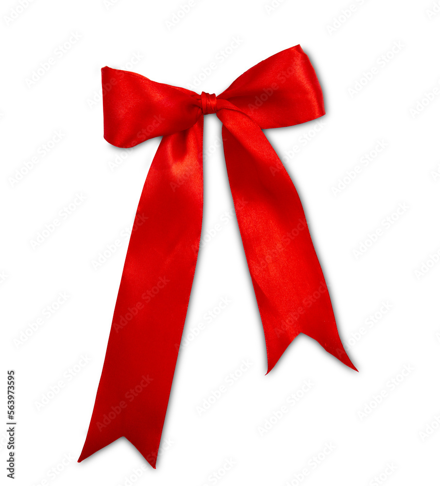Red ribbon bow isolated on white background. Clipping path Red ribbon bow isolated on white background. Clipping path