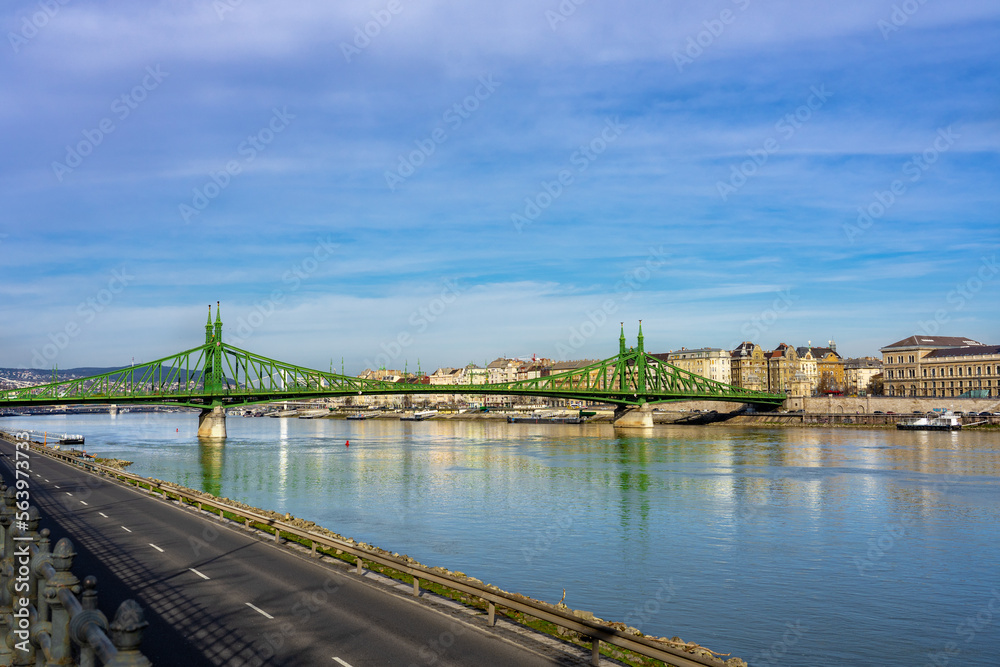 Liberty bridge over the Danube river in Budapest Hungary