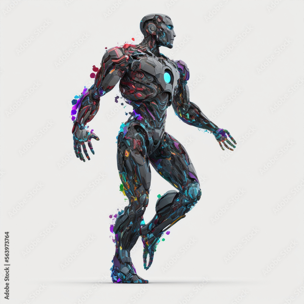 Generative ai illustration sci-fi futuristic humanoid robot. Generative ai illustration sci-fi futuristic humanoid robot.