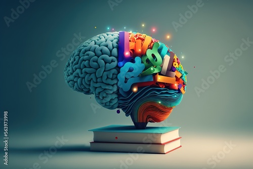 illustration abstraite du cerveau humain symbole de réflexion et apprentissage photo