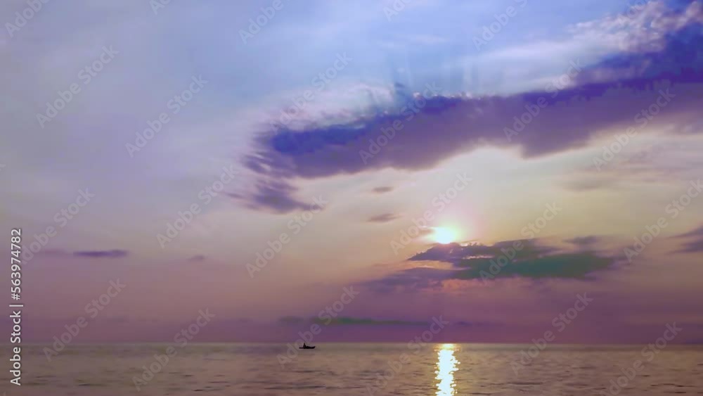Fantastic Background on a Fishing boat in Sea Water Early in the ...