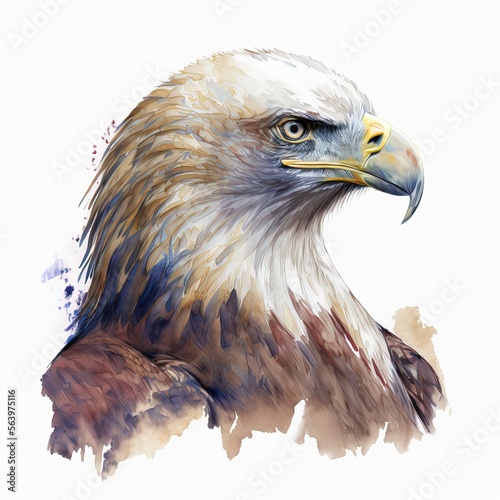 illustration numérique de tête d'aigle. peinture aquarelle sur fond blanc photo