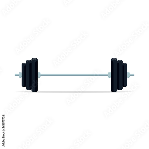Barbell isolated on white background. Gym concept. Weight training equipment. Vector stock
