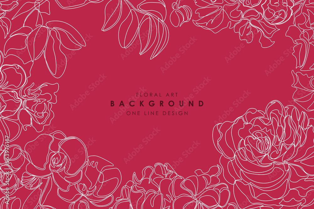 Beautiful floral vector hand drawn bright background. One line art design. Elegant red print with drawing contour flowers. Vintage abstract cover, banner, card, template. brochure, placard ant etc. Beautiful floral vector hand drawn bright background. One line art design. Elegant red print with drawing contour flowers. Vintage abstract cover, banner, card, template. brochure, placard ant etc.