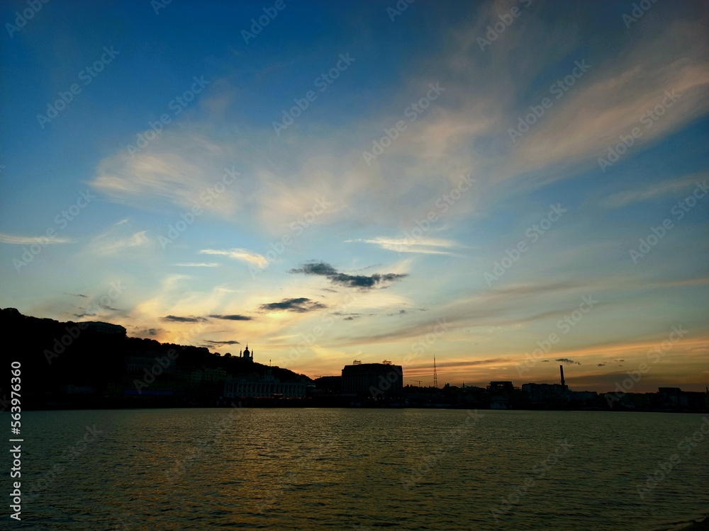 sunset over the river Dnipro