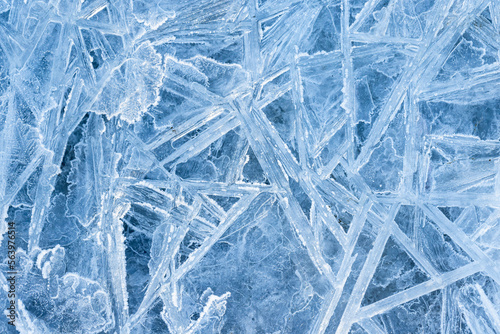 Crystals of ice, macro photo, natural texture