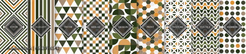 Collection of seamless colorful geometric patterns. Abstract unusual modern backgrounds. Mosaic tile endless textures.