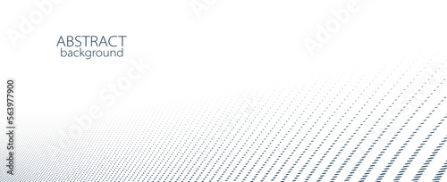 Abstract vector background with dots in motion like particles, technology halftone big data theme backdrop, black and white minimal 3D perspective design.