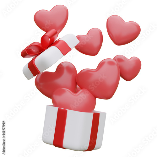 Heart in gift box Valentine Day 3d element photo