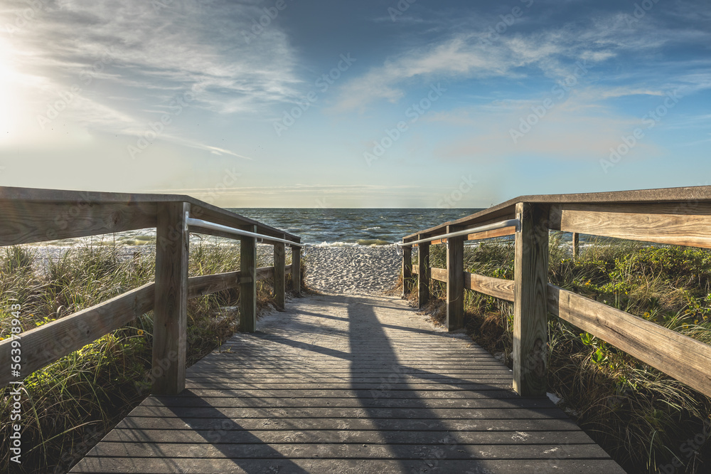 Boardwalk to the beach on Sanibal Island, Florida