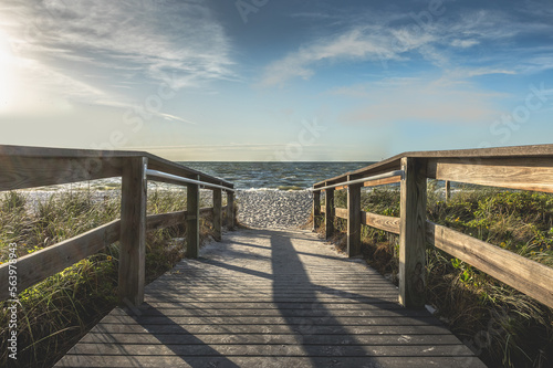 Boardwalk to the beach on Sanibal Island  Florida