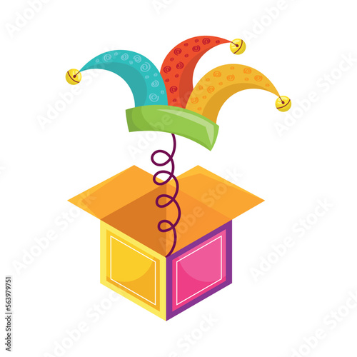 surprise box with jester hat