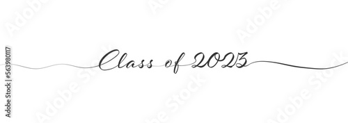 Stylized calligraphic inscription Class of 2023 in one line