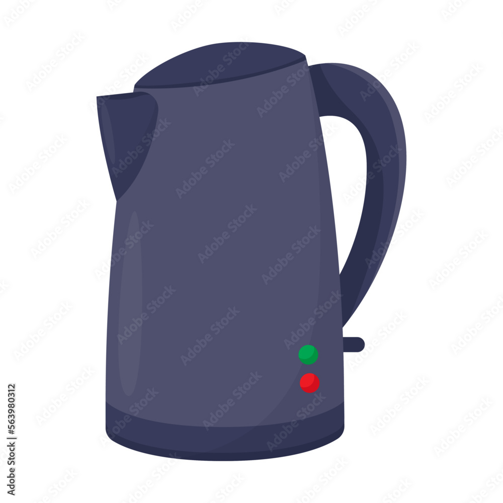 Modern electric kettle for heating boiling water with temperature maintenance. Electronic appliances for home vector illustration. Household, technology, interior concept Modern electric kettle for heating boiling water with temperature maintenance. Electronic appliances for home vector illustration. Household, technology, interior concept