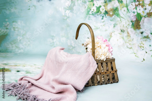 Newborn Digital Background floral basket