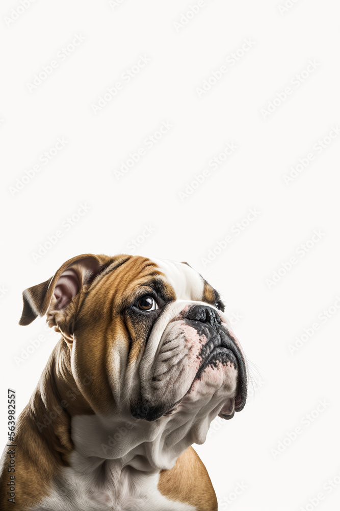 Pedigree Bulldog isolated white background, Generative AI