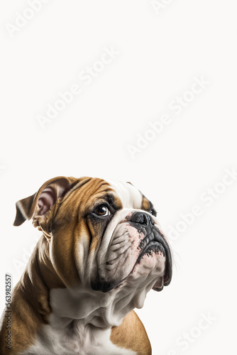 Pedigree Bulldog isolated white background, Generative AI