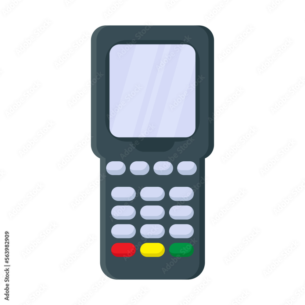 Payment terminal vector illustration. Cartoon drawings of barcode scanner or reader and credit card machine for checkout on white background. Shopping, payment concept Payment terminal vector illustration. Cartoon drawings of barcode scanner or reader and credit card machine for checkout on white background. Shopping, payment concept