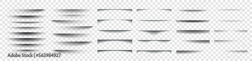 Set of realistic shadow on transparent background. Oval and round shadows. Shadow effects set. Vector illustration 10 eps.