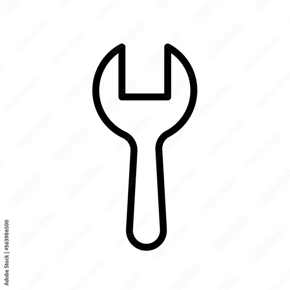Mechanic Key Vector Mechanic key icon line isolated on white background. Black flat thin ...