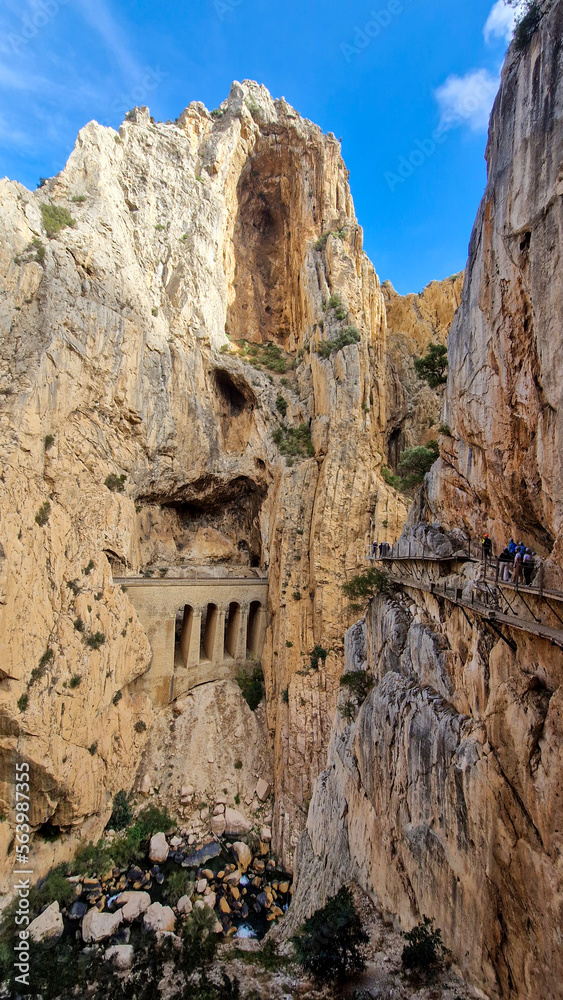 Royal Trail Also Known as El Caminito Del Rey - Mountain Path Along Steep Cliffs in Gorge Chorro, Andalusia, Spain.