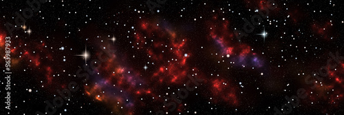 Deep space illustration. Starfield and nebula and clusters background. Banner design template