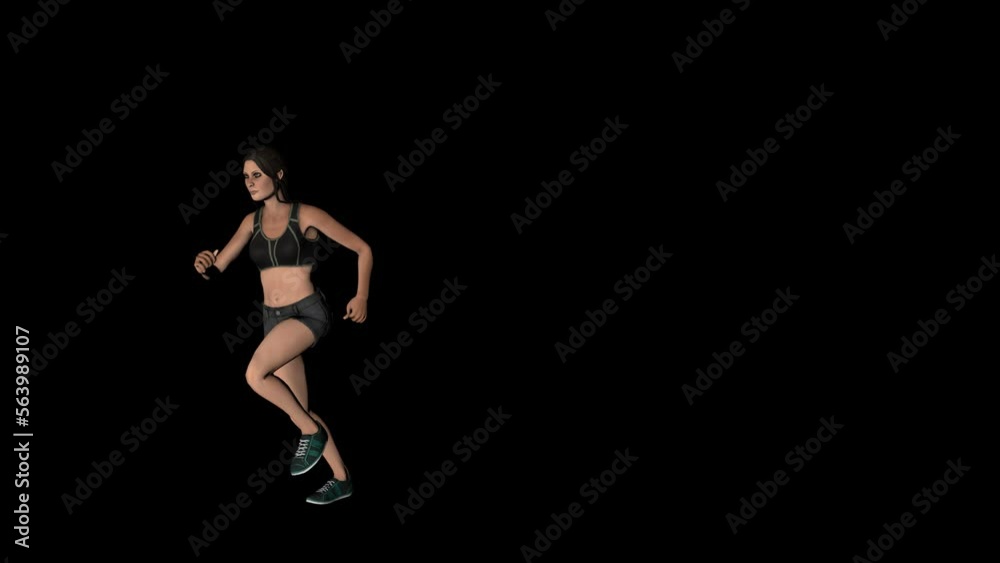 Athletic Girl Run 3D Animation Transparent Alpha Video Athletic Girl Run 3D Animation Transparent Alpha Video